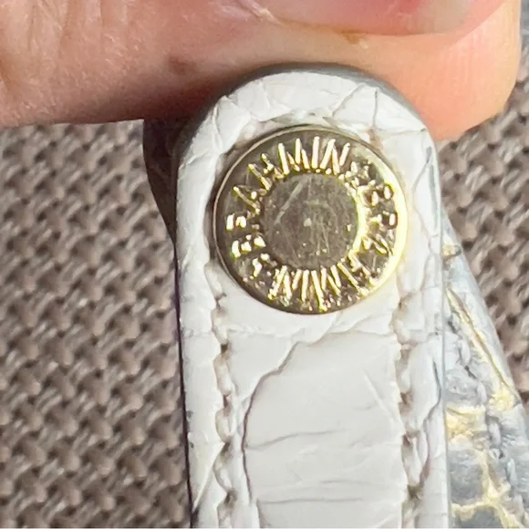 Brahmin natural woven white croc leather Crossbody Bag